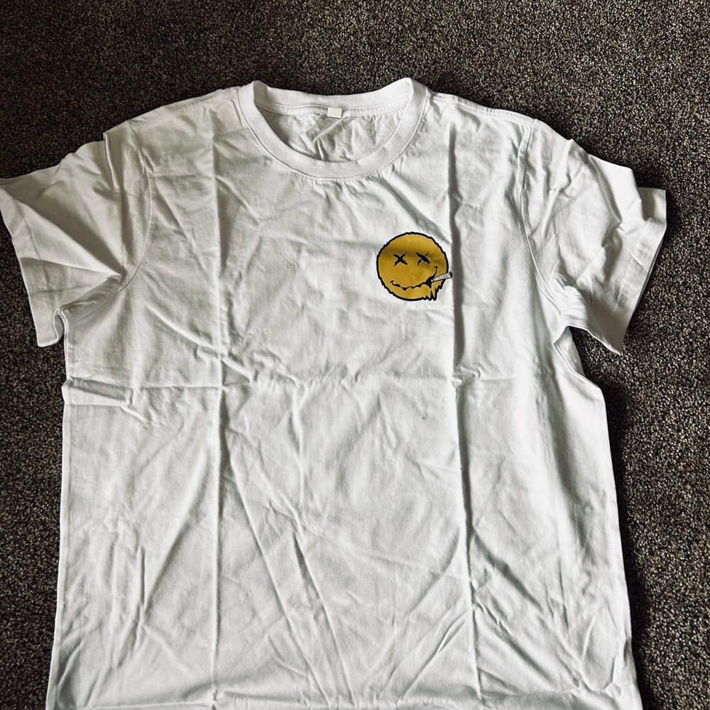White T-Shirt with Yellow Smiley Face